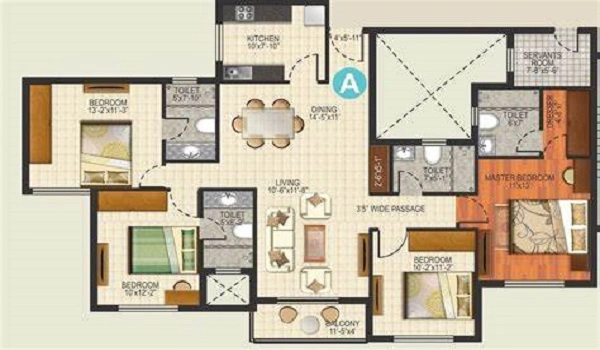 Brigade Granada 4 BHK Apartment Floor Plan